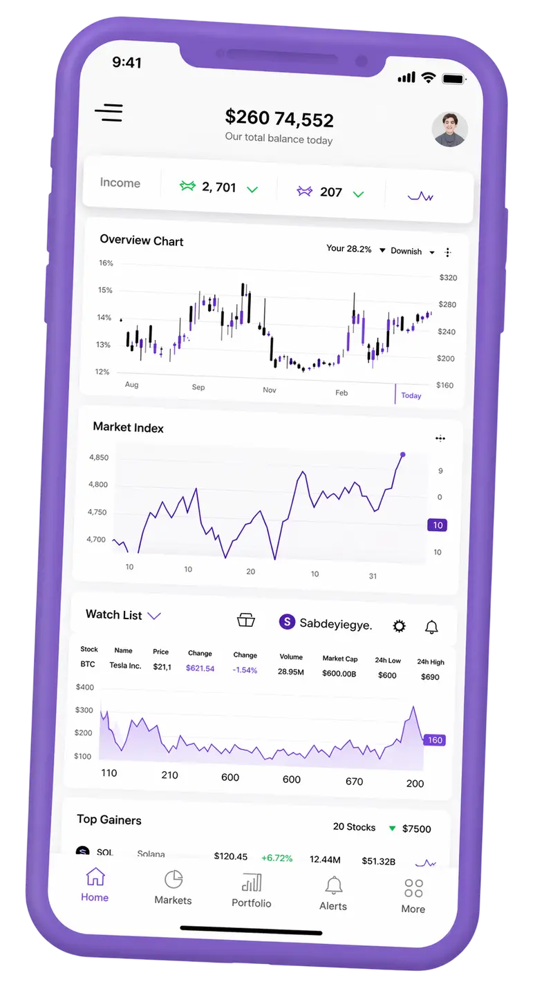 Nexoria Wealth — plateforme de trading sur mobile